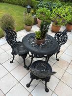 Tafel en stoelen in smeedijzer - vintage - zwart, Tuin en Terras, Ophalen, Gebruikt