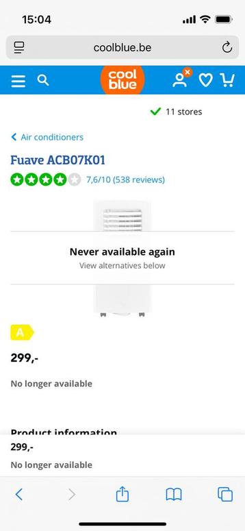 Mobiele airco Fuave ACB07K01 beschikbaar voor biedingen