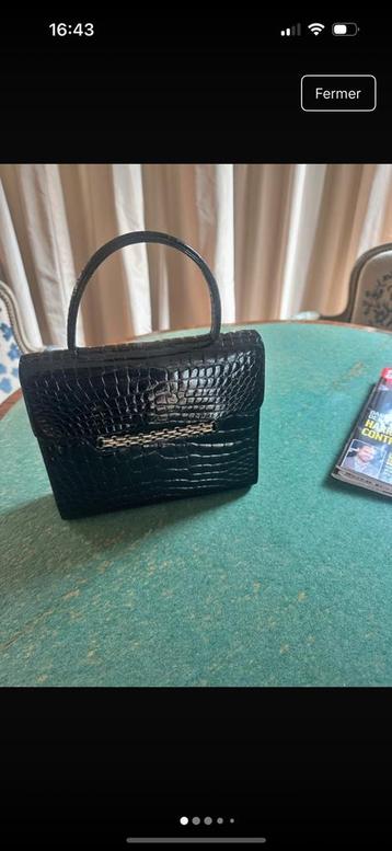 Sac a main de luxe femme delvaux peau de crocodile, Enlèvement, Comme neuf, Noir, Sac à main