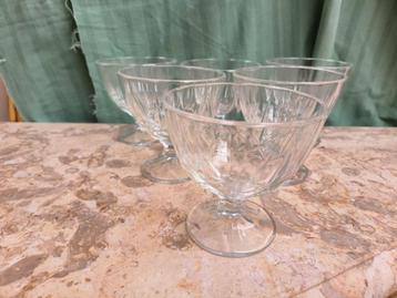 Set van 6 vintage ijsglazen beschikbaar voor biedingen
