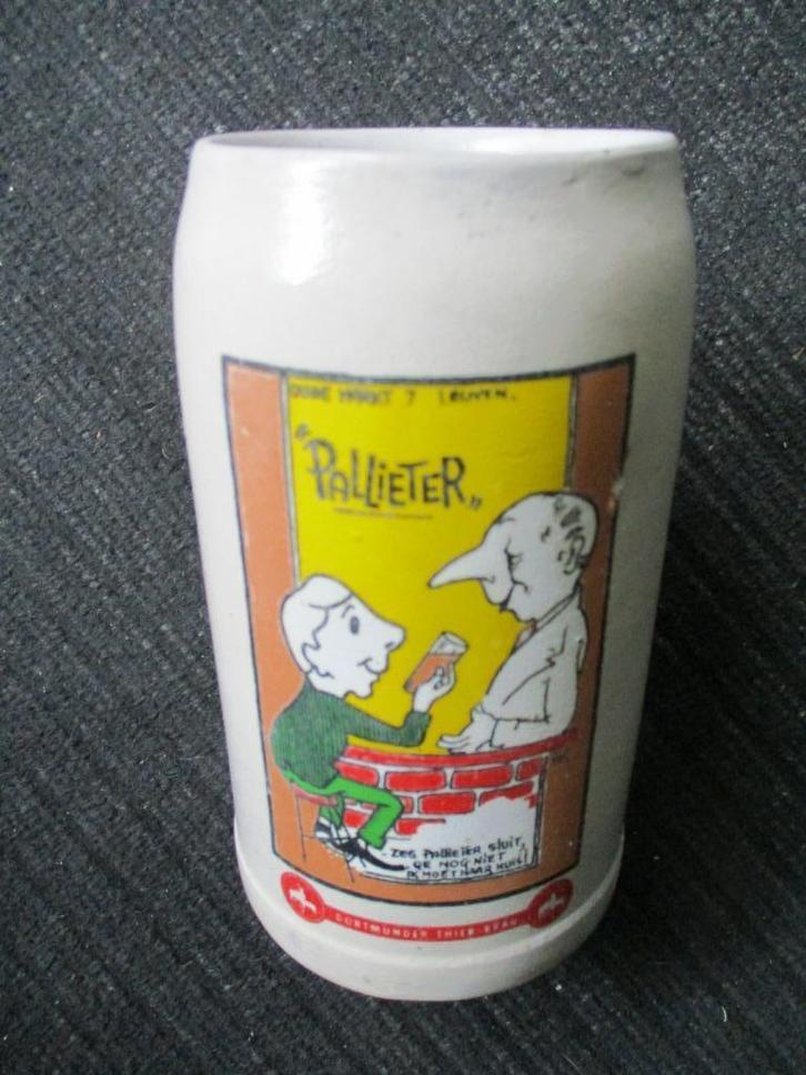 Particulier verk .  bierpot PALLIETER oude markt  7  LEUVEN, Verzamelen, Biermerken, Zo goed als nieuw, Pul(len), Overige merken