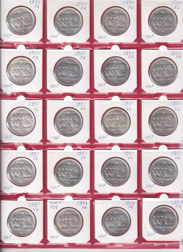 België 100 frank 4 koningen, Postzegels en Munten, Munten | België, Setje, Zilver, Zilver, Ophalen of Verzenden