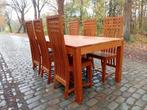 Eetkamertafel + 6 stoelen.   Teakhout, Huis en Inrichting, Ophalen