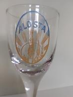 4 oude bierglazen op voet Alosta brouwerij Zeeberg Aalst, Verzamelen, Biermerken, Glas of Glazen, Gebruikt, Ophalen of Verzenden