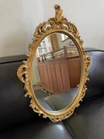 Miroir de forme ovale, avec dorures, Antiquités & Art, Ovale, 50 à 100 cm, Enlèvement ou Envoi, Moins de 100 cm