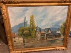 Groot schilderij op doek in heel mooi kader., Ophalen of Verzenden