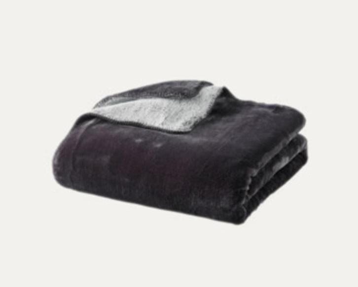 Plaids Cocooning Bicolore Gris Anthracite fleece deken/plaid, Huis en Inrichting, Woonaccessoires | Plaids en Woondekens, Nieuw