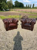 Chesterfield zetels / fauteuils bruin leder OPHALEN NL, Ophalen of Verzenden