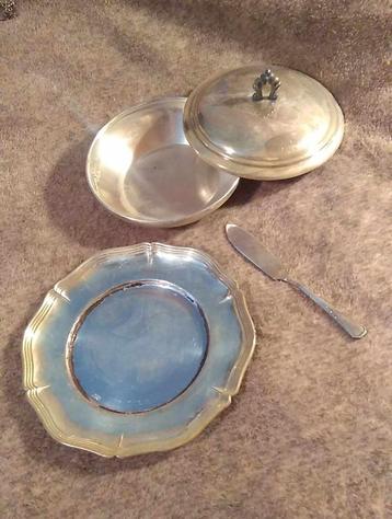 Vintage Primans Sweden Silver boterpotje bord mes beschikbaar voor biedingen