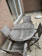 Tuintafel + 4 stoelen met kussentjes, Tuin en Terras, Ophalen, 4 zitplaatsen, Gebruikt, Tuinset