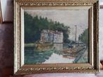 * Oud schilderij: boten op de Schelde, Antiek en Kunst, Ophalen of Verzenden