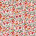 Jersey stof glitter happy flowers, pink., 120 cm of meer, Ophalen of Verzenden, Katoen, Nieuw