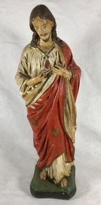 Jezus Christus heilig hart Antiek Vintage Heiligenbeeld kalk, Antiek en Kunst, Ophalen of Verzenden
