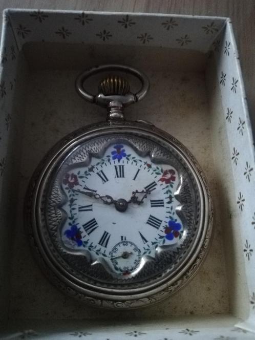 Mooi antique argent 800 volledig zakhorloge met 8 provincies, Handtassen en Accessoires, Antieke sieraden, Overige typen, Zilver