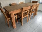 Tafel met stoelen in teak, Huis en Inrichting, Tafels | Eettafels, Ophalen, Klassiek, Teakhout, 50 tot 100 cm