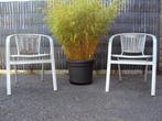 2 alu. terras stoelen met houten zit & rug gedeelte.., Ophalen, Zo goed als nieuw, Aluminium, Stapelbaar