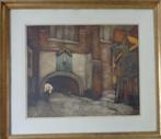 ALFRED VAN NESTE / OUD STADSZICHT / KLEURETS / 72x83cm KADER, Antiek en Kunst, Ophalen
