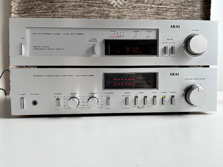 Vintage Akai AM-U33 versterker + AT-K33L tuner (1981-1982), Audio, Tv en Foto, Versterkers en Ontvangers, Gebruikt, Stereo, Overige merken