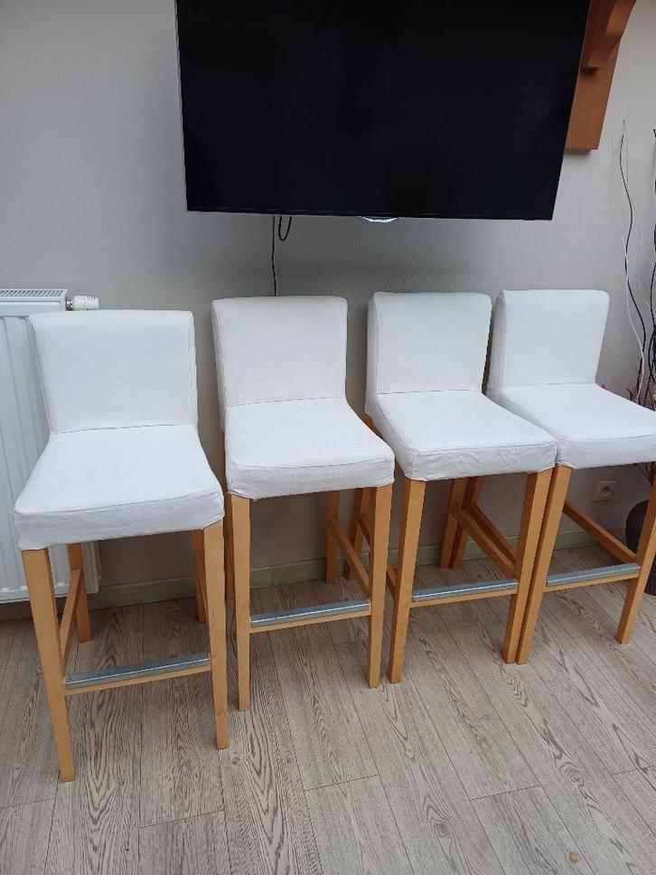 tabourets, Maison & Meubles, Tabourets de bar, Utilisé, 60 à 90 cm, Bois, 4 tabourets, Enlèvement ou Envoi