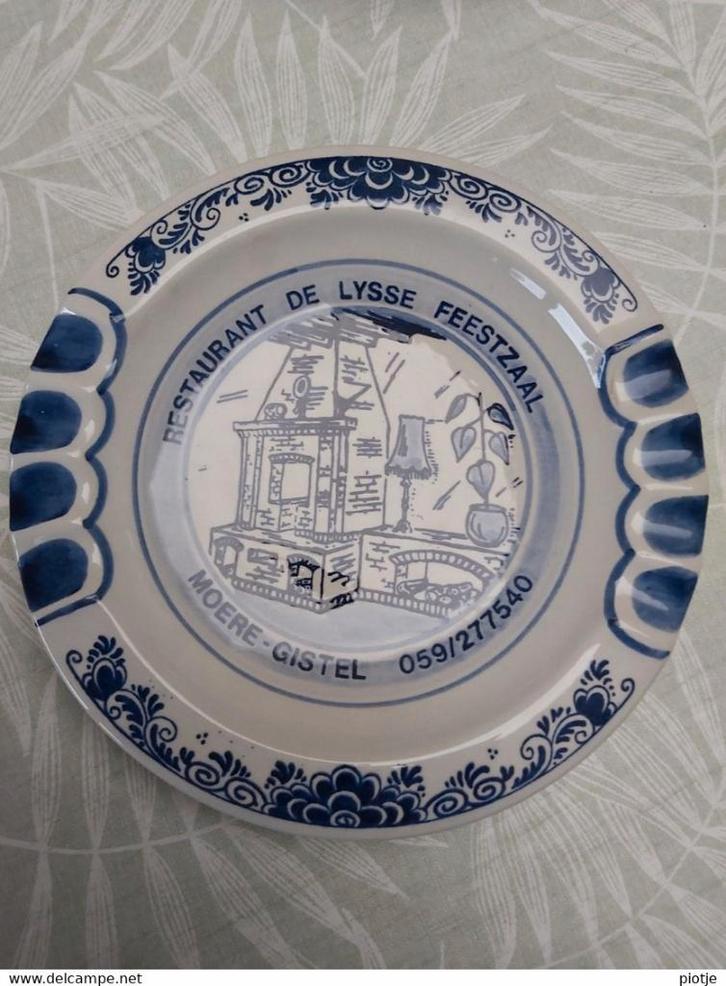 Moere Gistel asbak cendrier Delfts Blauw Restaurant De Lysse, Antiek en Kunst, Antiek | Keramiek en Aardewerk, Ophalen of Verzenden