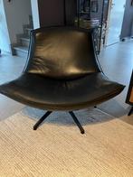 Zwart lederen design zetel, Ophalen, Eenpersoons, Leer, Zo goed als nieuw