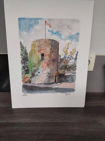 Prachtige genummerde aquarel beschikbaar voor biedingen