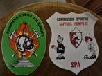 2 stickers brandweermannen spa en theux, Ophalen of Verzenden