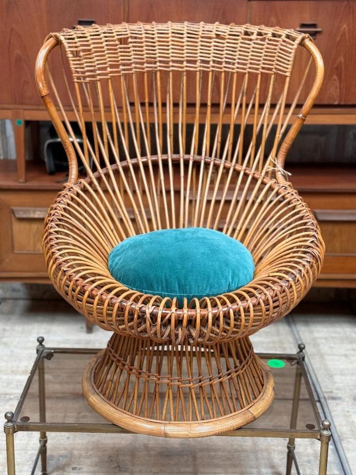 Franco Albini Margherita Stoel rotan, Huis en Inrichting, Stoelen, Gebruikt, Eén, Riet of Rotan, Bruin, Ophalen of Verzenden