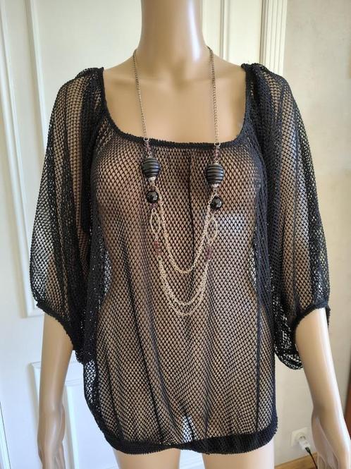 nieuw net blousje met bijhorende ketting, Kleding | Dames, Blouses en Tunieken, Maat 42/44 (L), Zwart, Ophalen of Verzenden