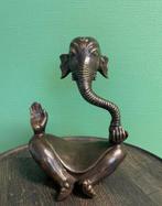 Antieke bronzen Ganesh gesigneerd, Antiek en Kunst, Ophalen, Brons