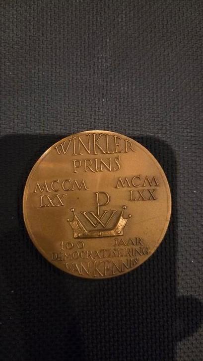 PENNING 100 JAAR WINKLER PRINS - Brons - Henk van Bommel, Postzegels en Munten, Munten | Nederland, Ophalen of Verzenden