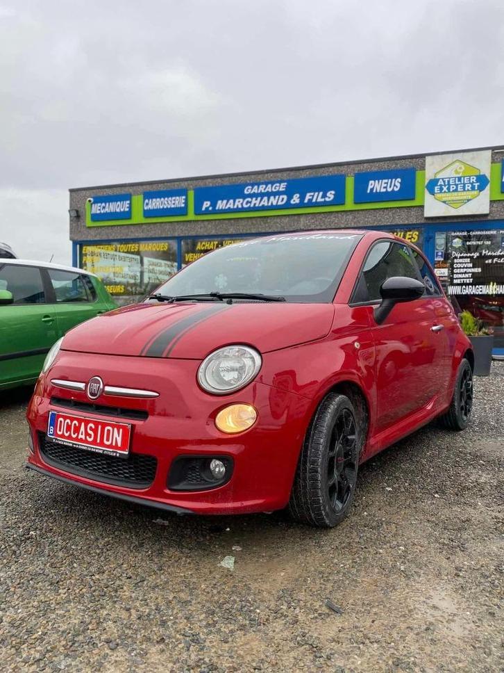 Fiat 500S, Auto's, Fiat, Bedrijf, Te koop, Benzine, Euro 5, Coupé, 3 deurs, Handgeschakeld, Rood, Zwart, Leder, Voorwielaandrijving