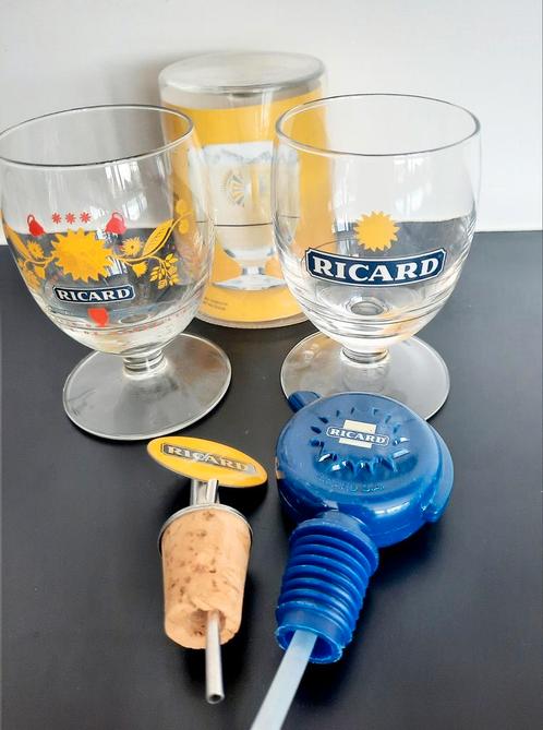 Ricard Pastis collecter set, glazen, dispenser, verzamel, Collections, Verres & Petits Verres, Comme neuf, Enlèvement ou Envoi