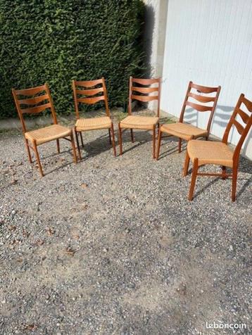 Chaises scandinave vintage teck 5 Arne Wahl Iversen marquage beschikbaar voor biedingen