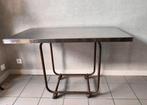 vintage tafel met inox werkblad, Ophalen, Gebruikt