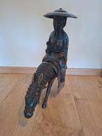 Prachtig decoratief Chinres bronzen beeld man op ezel, Antiek en Kunst, Ophalen, Brons