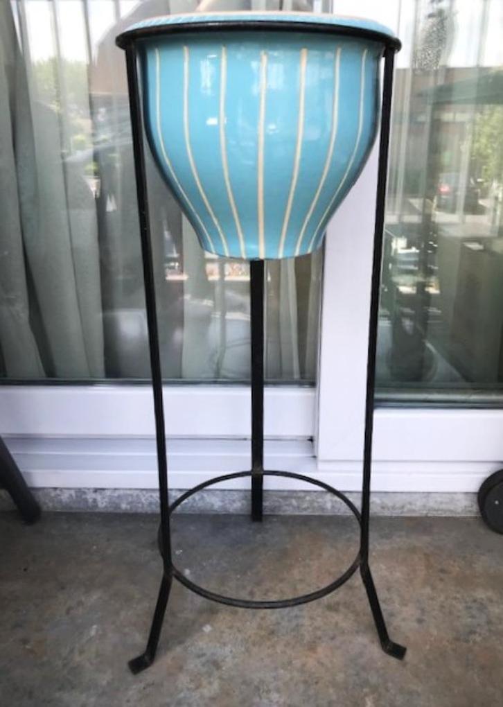 Staander Plant XXL Pot metaal Keramiek H 76🤗😎💑👌, Tuin en Terras, Bloempotten, Zo goed als nieuw, Metaal, Binnen, Balkon, Tuin