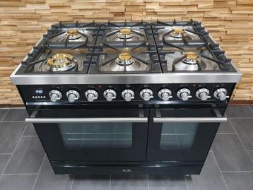 🔥 Poêle Boretti de luxe 90 cm en acier inoxydable noir bril, Gaz, Classe énergétique A ou plus économe, Enlèvement ou Envoi, 85 à 90 cm