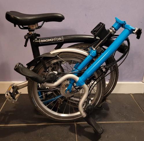 Brompton H-6-L--kleur: zwart/turquoise -Sad W-TYM-HDSON!!, Fietsen en Brommers, Fietsen | Vouwfietsen, Gebruikt, Brompton, Ophalen