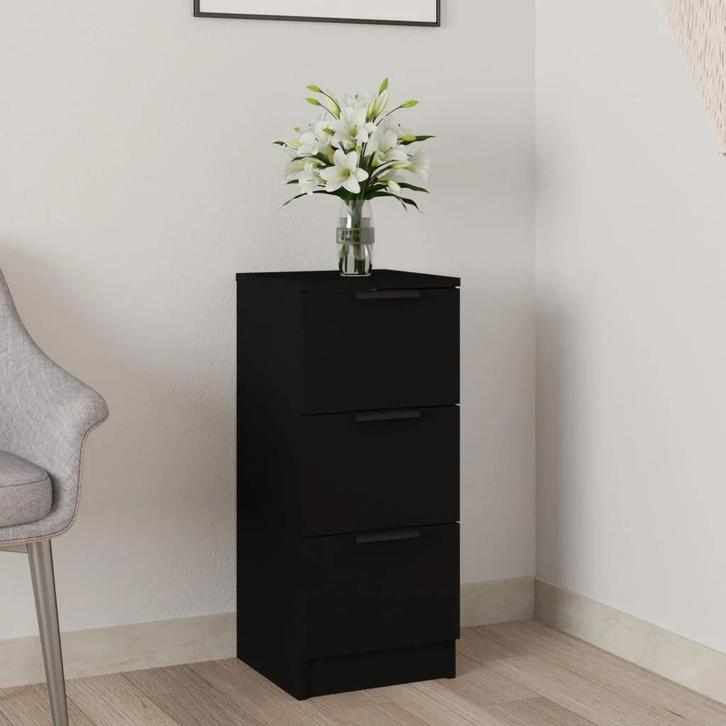 Dressoir 30x30x70 cm bewerkt hout zwart, Huis en Inrichting, Zitzakken, Nieuw, Zwart, Verzenden