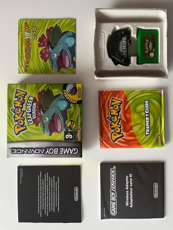 Pokémon LeafGreen Version (GBA) + Wireless Adapter CIB, Games en Spelcomputers, Games | Nintendo Game Boy, Zo goed als nieuw, Ophalen