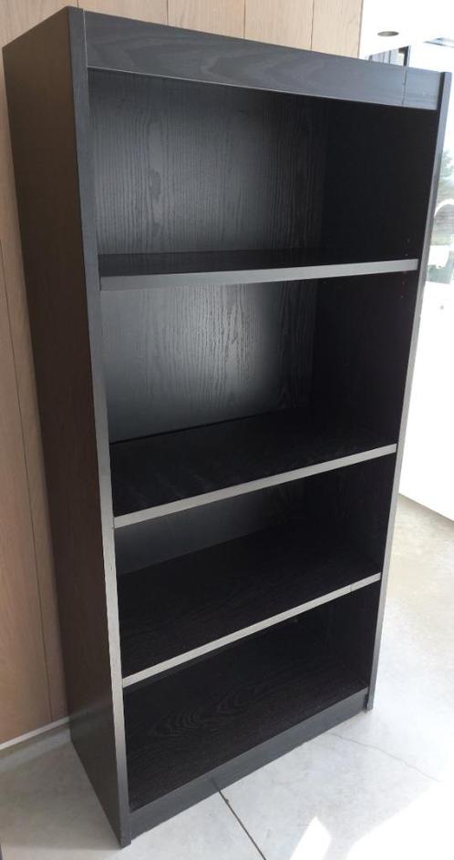 Zwarte boekenkast eikenmotief  (brxdxh 81x37x170), Huis en Inrichting, Kasten | Boekenkasten, Zo goed als nieuw, 50 tot 100 cm
