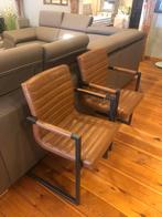 2 INDUSTRIËLE LEREN STOELEN  NIEUW, Twee, Bruin, Nieuw, Leer