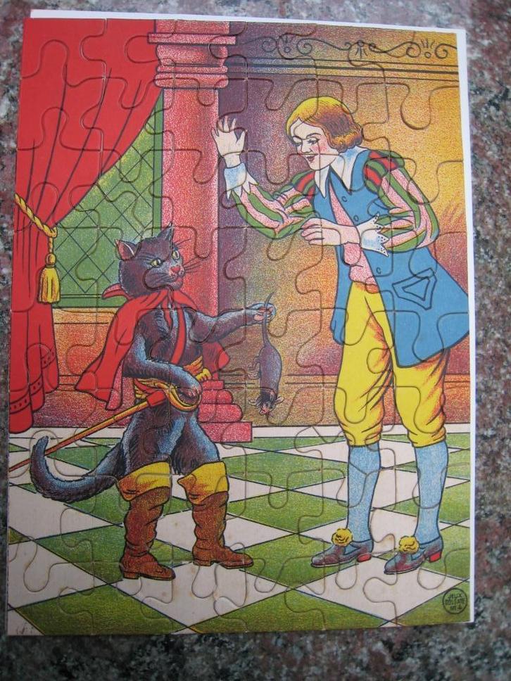 Vitage Puzzel Colgate's Jig-Saw De Gelaarsde kat, Kinderen en Baby's, Speelgoed | Kinderpuzzels, Zo goed als nieuw, 6 jaar of ouder