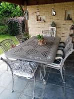 Gietijzeren tuintafel+ 6 stoelen, Tuin en Terras, Tuinsets en Loungesets, Ophalen, Overige materialen, 6 zitplaatsen, Zo goed als nieuw