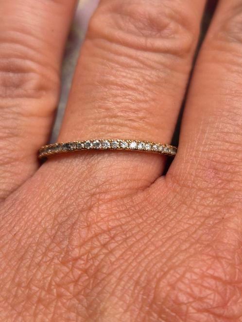 Heel fijne vergulde ring met crystals maat 55-56, Handtassen en Accessoires, Ringen, Zo goed als nieuw, Ophalen of Verzenden