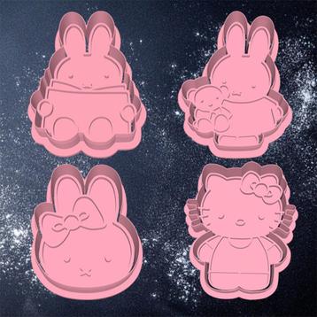  4x Nijntje/helly kitty Cookie cutter / Koekjessnijders beschikbaar voor biedingen
