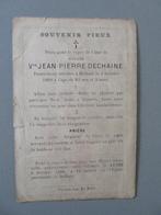 Jean Pierre Dechaine overleden Dolhain 1889 Verviers, Verzenden, Bidprentje