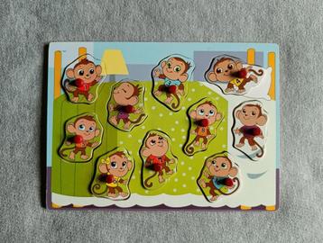 Puzzel - Hout - Tellen - Tot 10 - Apen - Educatief - €3 beschikbaar voor biedingen