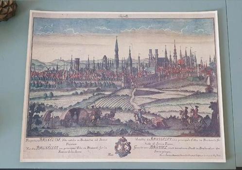 Historische Poster / prent - Zicht op Brussel, Antiek en Kunst, Kunst | Tekeningen en Fotografie, Ophalen of Verzenden